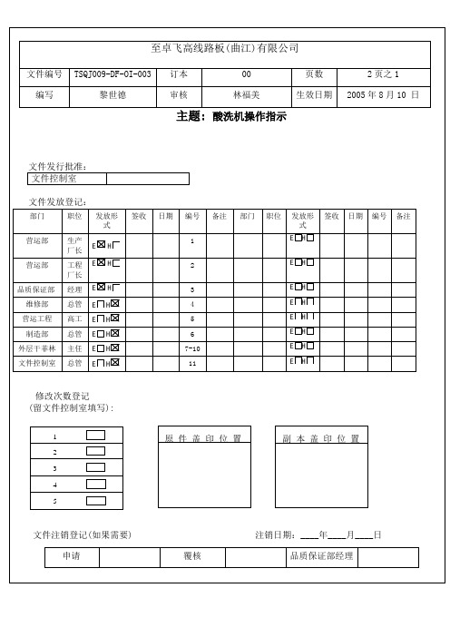 外层干菲林工序规程