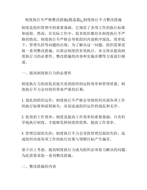 制度执行不严格整改措施(精选篇)_制度执行不力整改措施