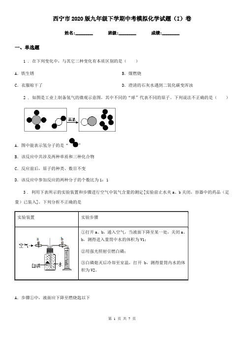 西宁市2020版九年级下学期中考模拟化学试题(I)卷