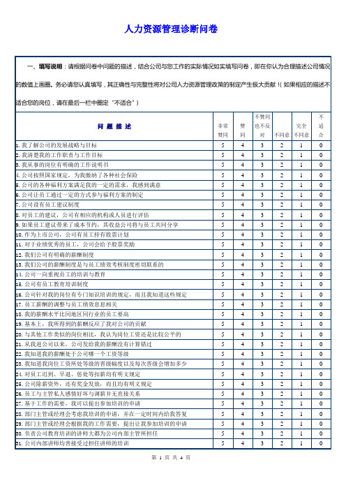 人力资源管理诊断问卷