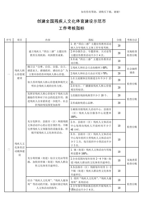 创建全国残疾人文化体育建设示范市