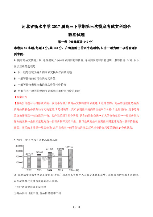 【完整版】河北省衡水中学2017届高三下学期第三次摸底考试文科综合政治试题