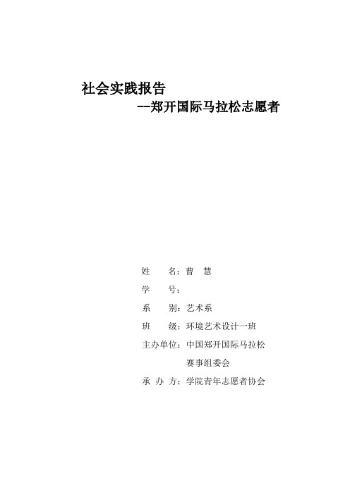 马拉松志愿者实践报告