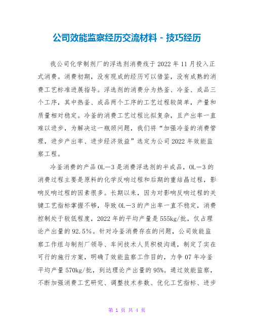 公司效能监察经验交流材料