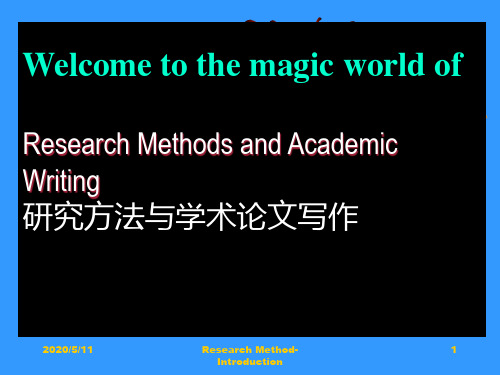 Introduction to Research methods and academic writing