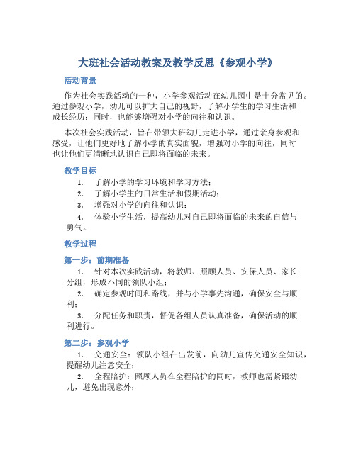 大班社会活动教案及教学反思《参观小学》