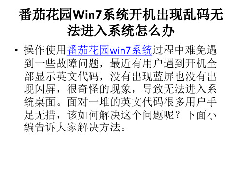 番茄花园Win7系统开机出现乱码无法进入系统怎么办