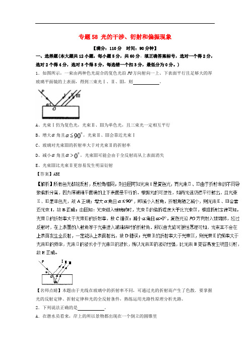 高考物理一轮复习 专题58 光的干涉、衍射和偏振现象(测)(含解析)