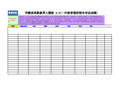 一、二年级学籍网成绩导入模板