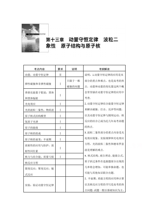 2016年高考物理大一轮总复习题库 第十三章 动量守恒定
