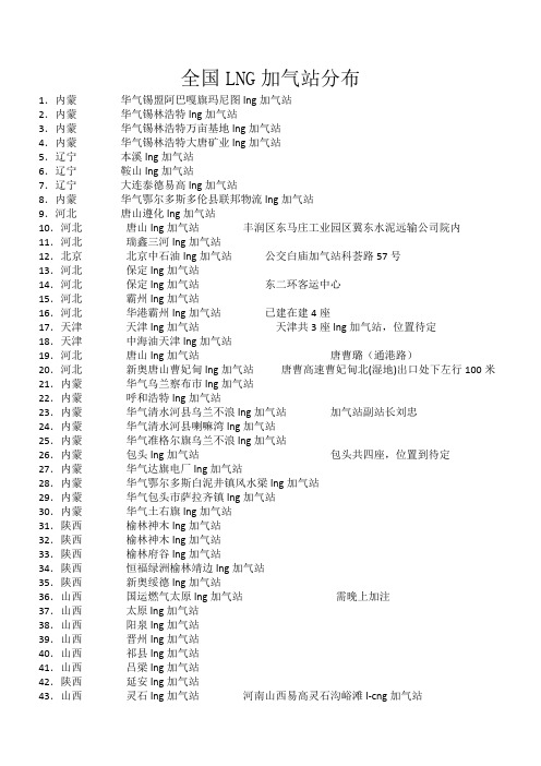 全国LNG加气站站点分布(图文版)