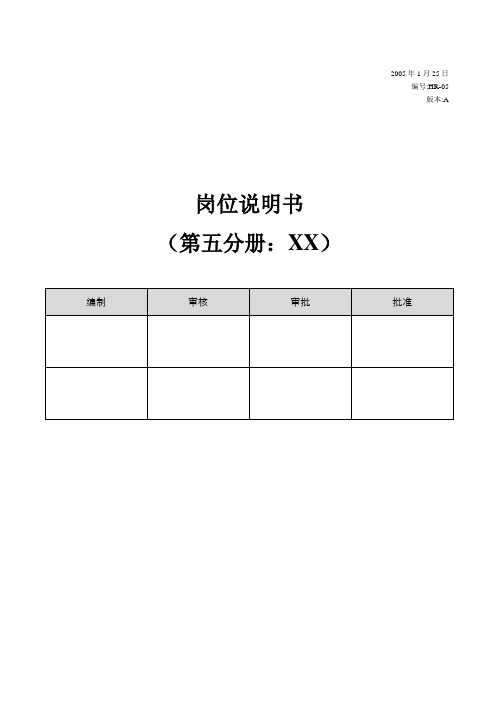 钢铁企业分公司岗位说明书