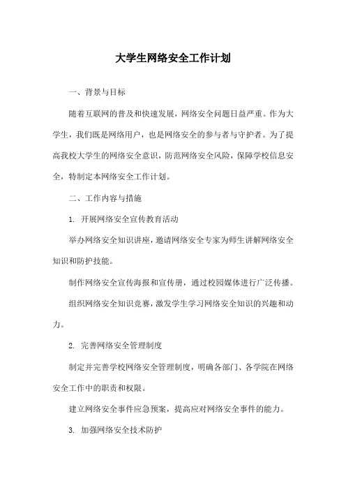 大学生网络安全工作计划