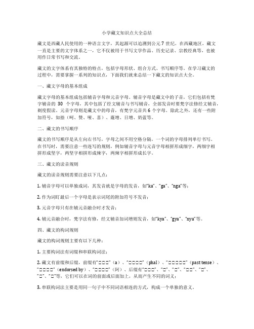 小学藏文知识点大全总结