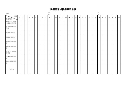 烘箱日常点检记录表