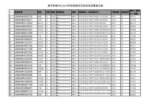 2010秋季10-1班学生信息2