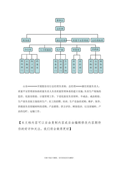 发展股份有限公司治理结构图