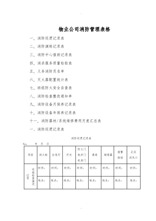 物业公司消防管理表格模板