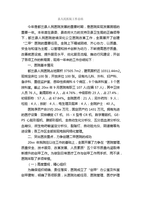 县人民医院工作总结