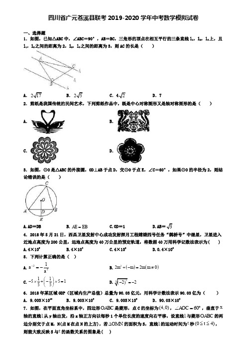 四川省广元苍溪县联考2019-2020学年中考数学模拟试卷