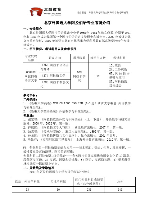 北京外国语大学阿拉伯语专业考研解读2018