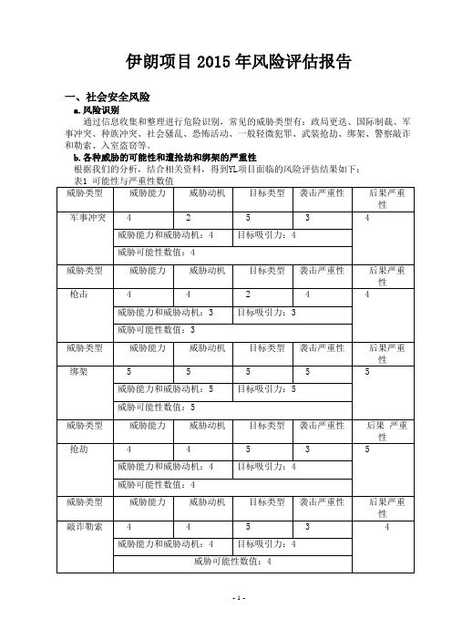 伊朗项目2015年风险评估报告.doc