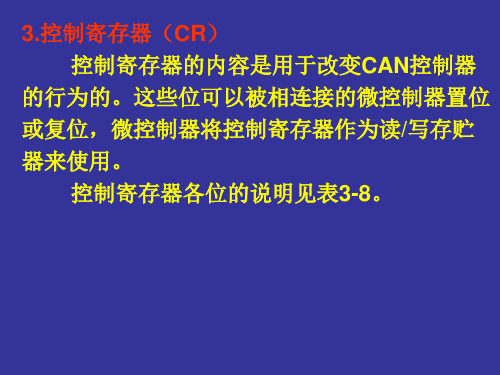 3.控制寄存器(CR)控制寄存器的内容是用于改变CAN控制