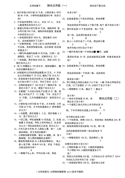 六年级上册分数百分数应用题