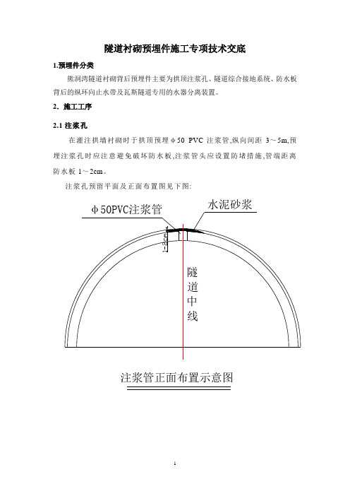 隧道衬砌预埋件施工专项技术交底[优秀工程方案]