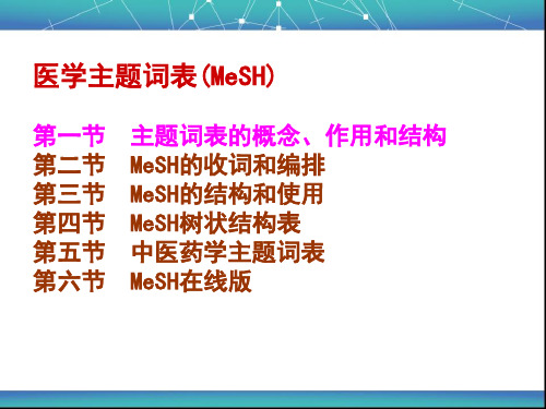 【信息组织】医学主题词表(MeSH) 