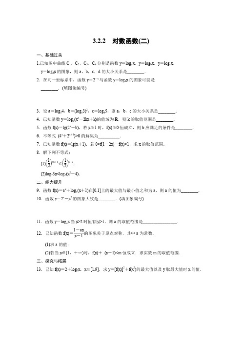 【苏教版】【步步高】2014届高考数学一轮复习备考练习3.2.2对数函数(二)