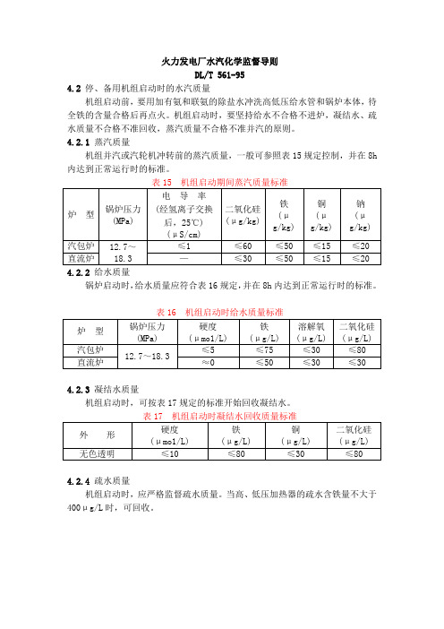 火力发电厂水汽化学监督导则