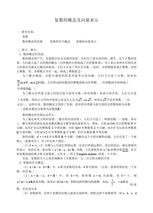 高考数学复数的概念及向量表示