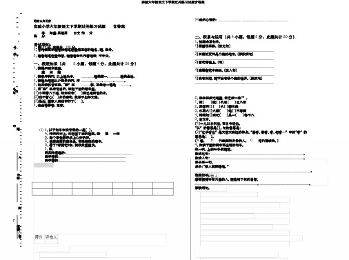 实验六年级语文下学期过关练习试题含答案