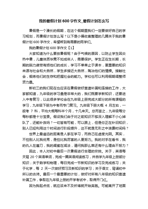 我的暑假计划600字作文_暑假计划怎么写