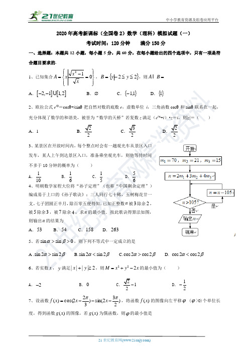 2020年高考新课标(全国卷2)数学(理科)模拟试题(一)