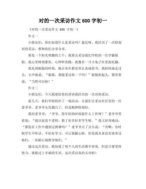 对的一次采访作文600字初一