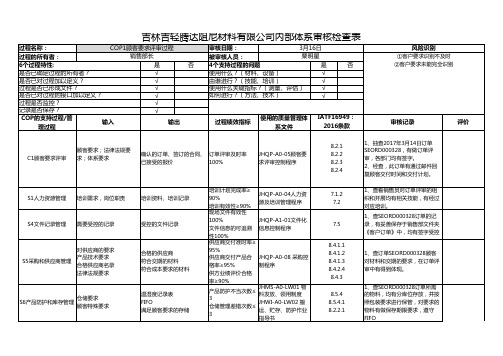 a内部体系审核检查表