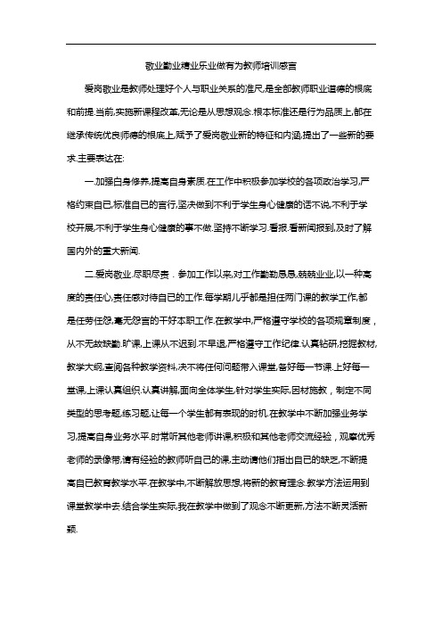 敬业勤业精业乐业做有为教师培训感言