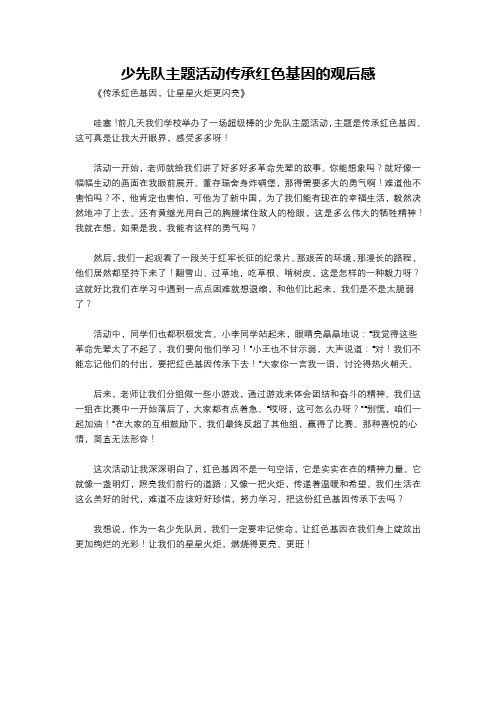 少先队主题活动传承红色基因的观后感