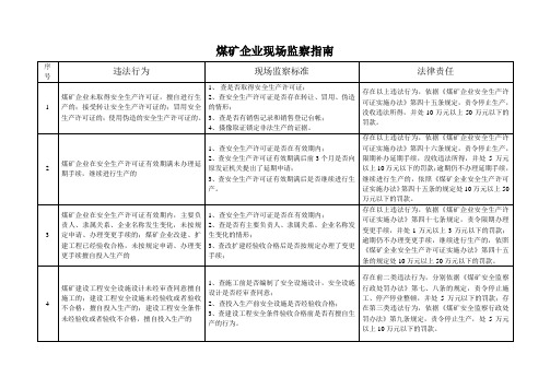 安全生产执法煤矿企业现场监察执法手册