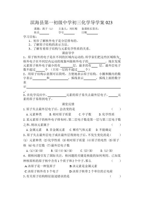 滨海县第一初级中学化学学科导学案23