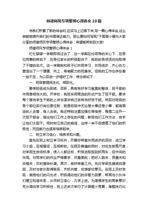 师德师风专项整顿心得体会10篇