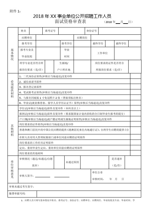 资格审查表