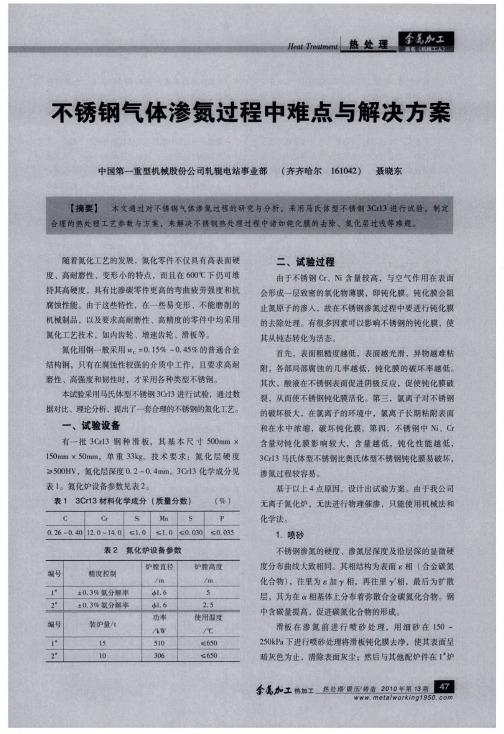 不锈钢气体渗氮过程中难点与解决方案