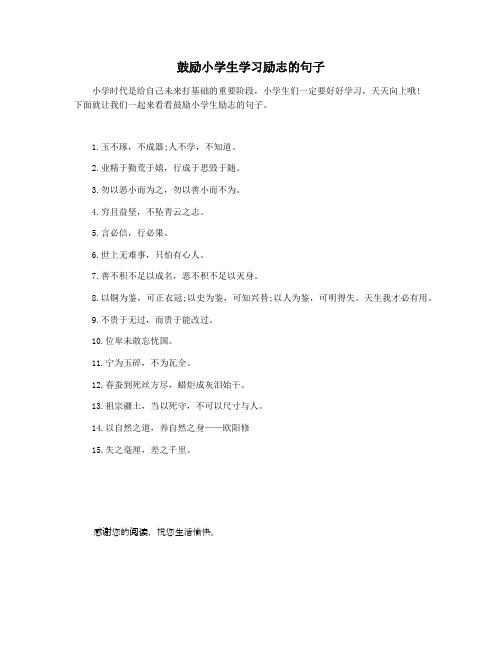 鼓励小学生学习励志的句子