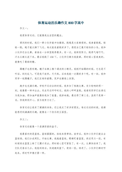 体育运动的乐趣作文800字高中