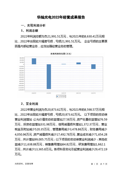 300323华灿光电2022年经营成果报告