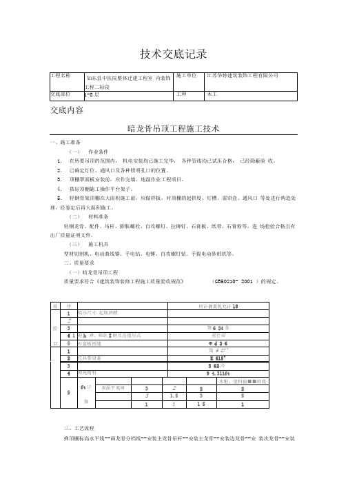 吊顶技术交底记录