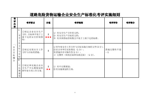 道路危险货物运输企业安全生产标准化考评实施细则